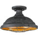 Bartlett 2 Light 14 inch Black Patina Semi-Flush Mount Ceiling Light, Damp