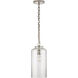 Thomas O'Brien Katie3 1 Light 7 inch Polished Nickel Cylinder Pendant Ceiling Light in Seeded Glass