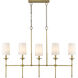 Emily 5 Light 51 inch Rubbed Brass Linear Chandelier Ceiling Light