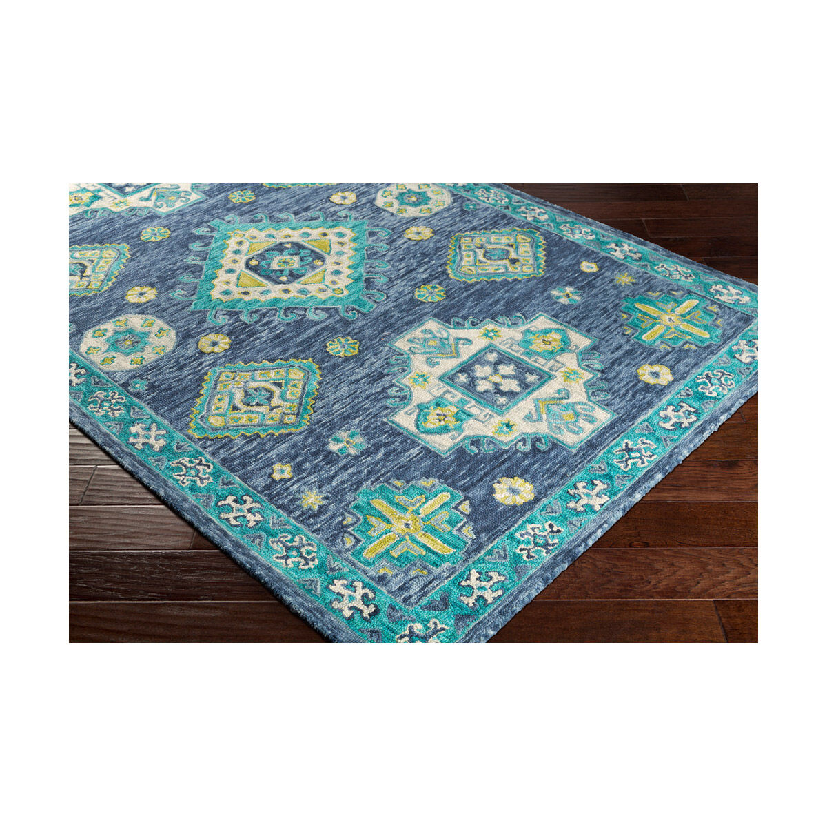 Bonifate 90 X 60 inch Denim/Navy/Teal/Lime/Khaki/Light Gray Rugs, Rectangle