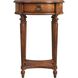Jules 1-Drawer Round End Table in Medium Brown