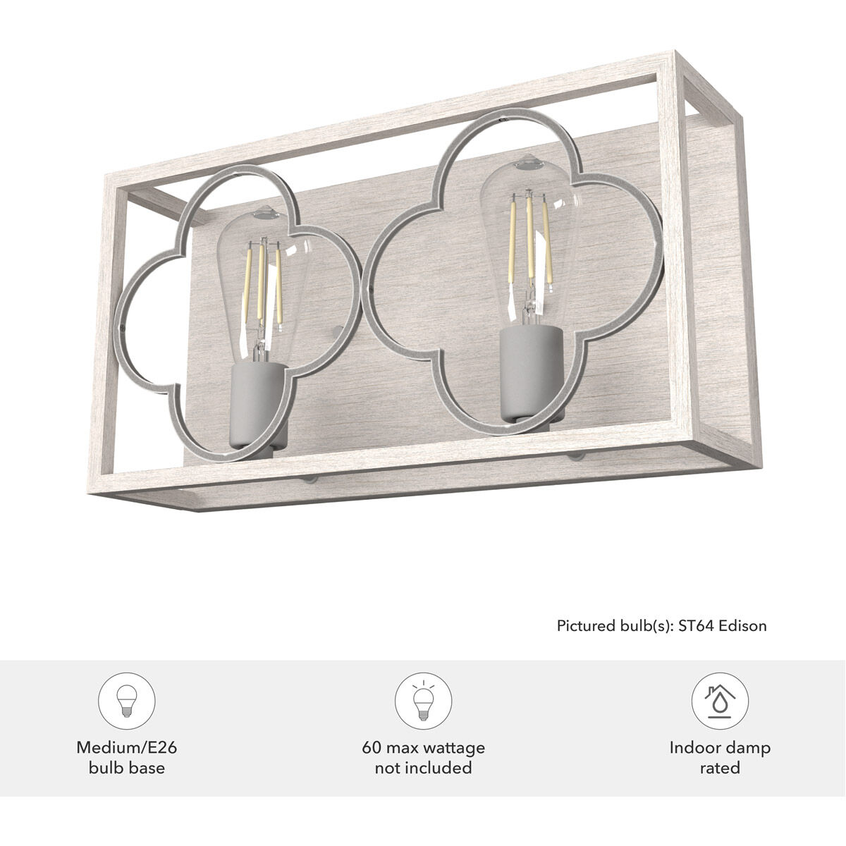 Gablecrest 2 Light 17 inch Distressed White and Painted Concrete Vanity Light Wall Light