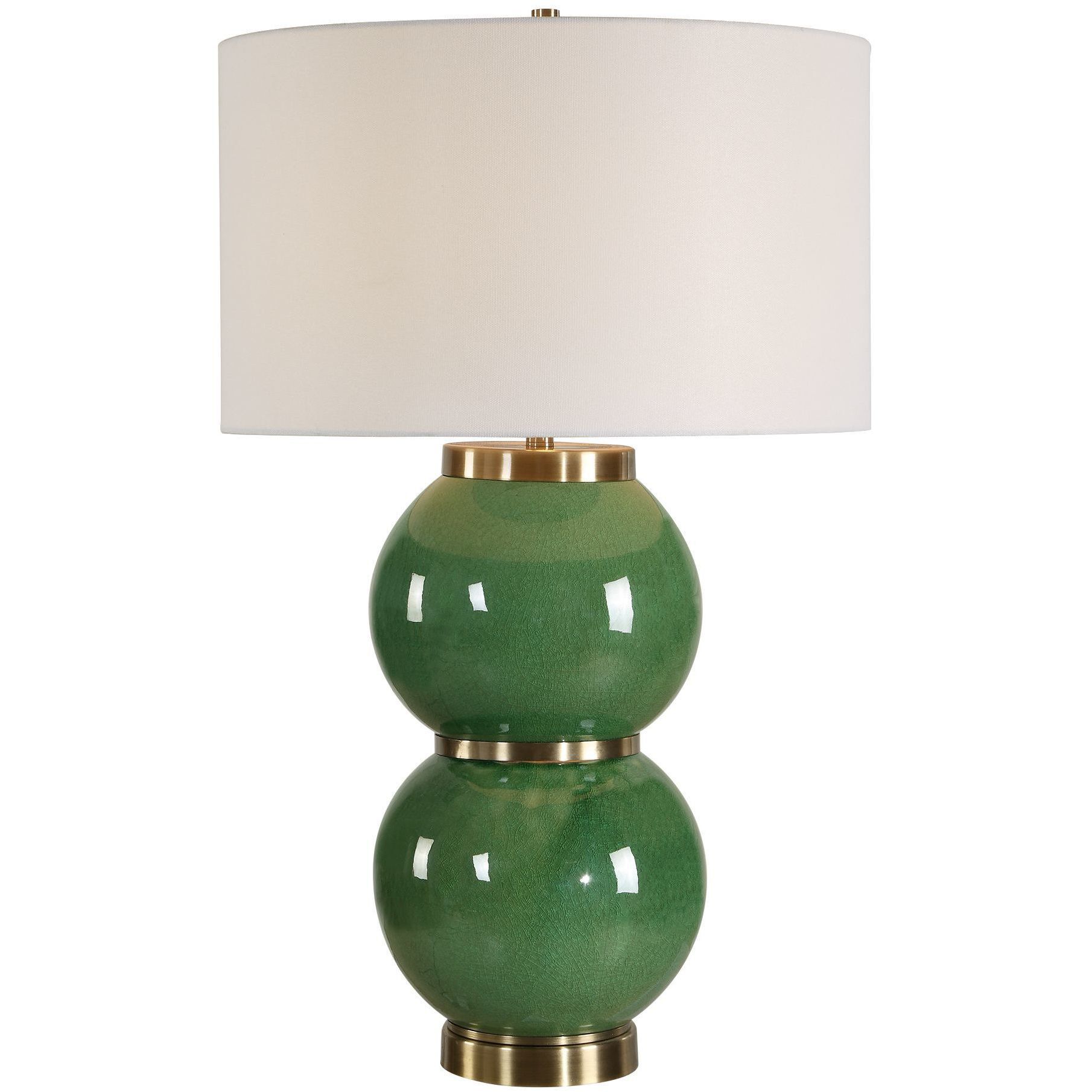 Banner 28 inch 150 watt Moss Green Glaze and Antique Brass Table Lamp Portable Light