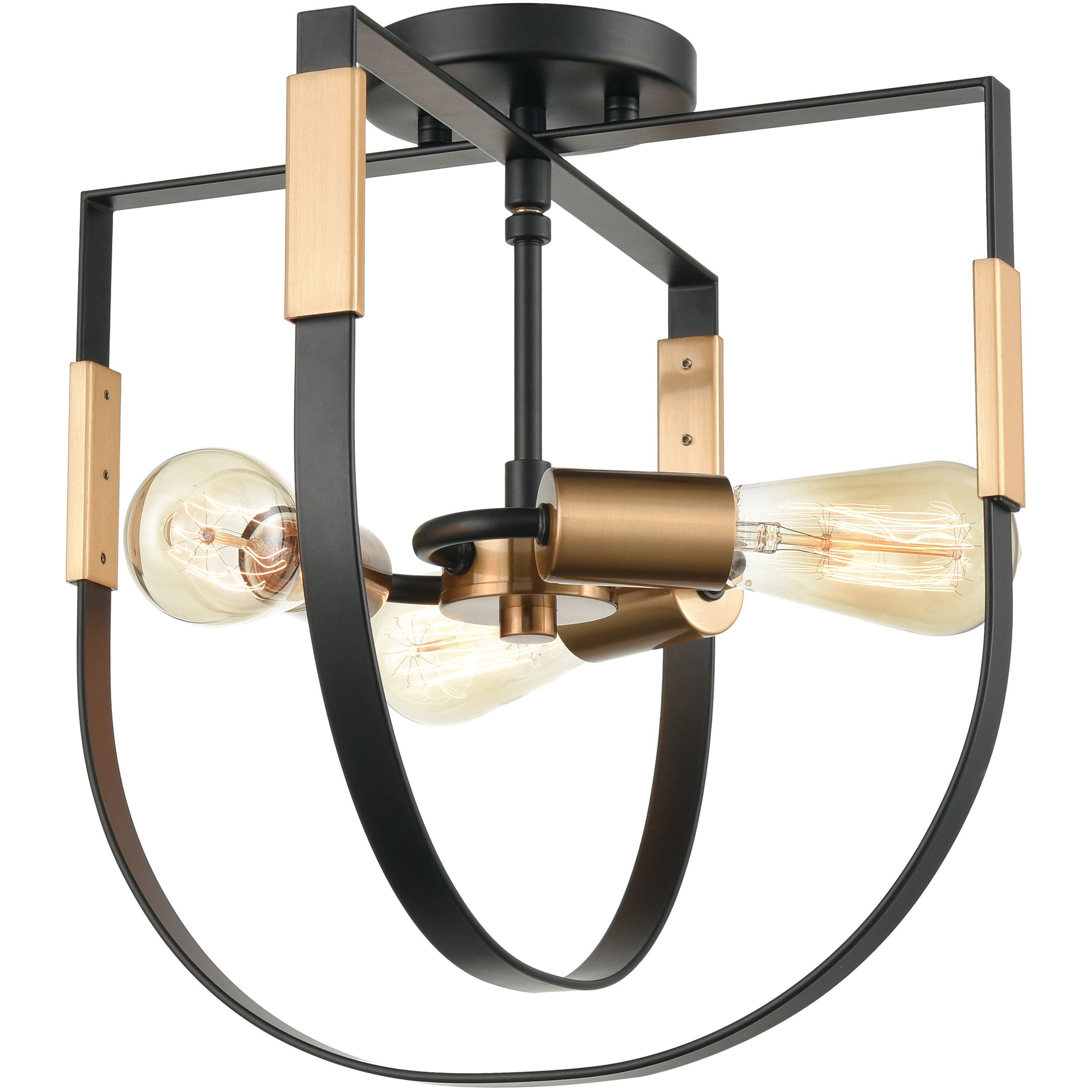 Heathrow 3 Light 14 inch Matte Black Semi Flush Mount Ceiling Light
