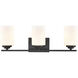 Durham 3 Light 22 inch Matte Black Bathroom Vanity Light Wall Light