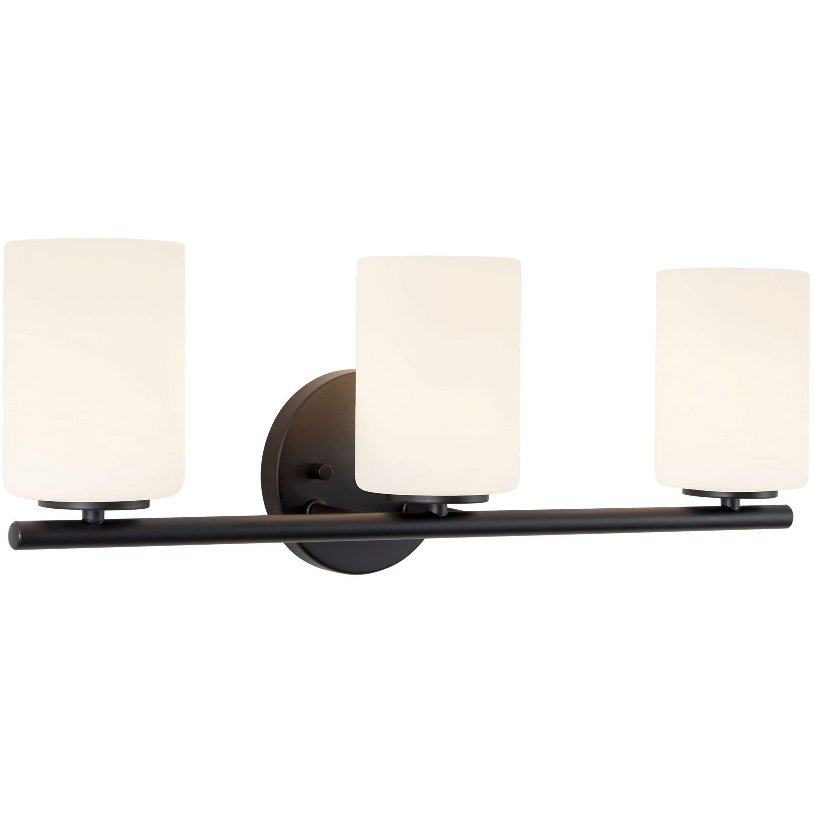 Ezra 3 Light 22.13 inch Black Bath Vanity Light Wall Light in Opal Glass Shade, Matte Opal Glass