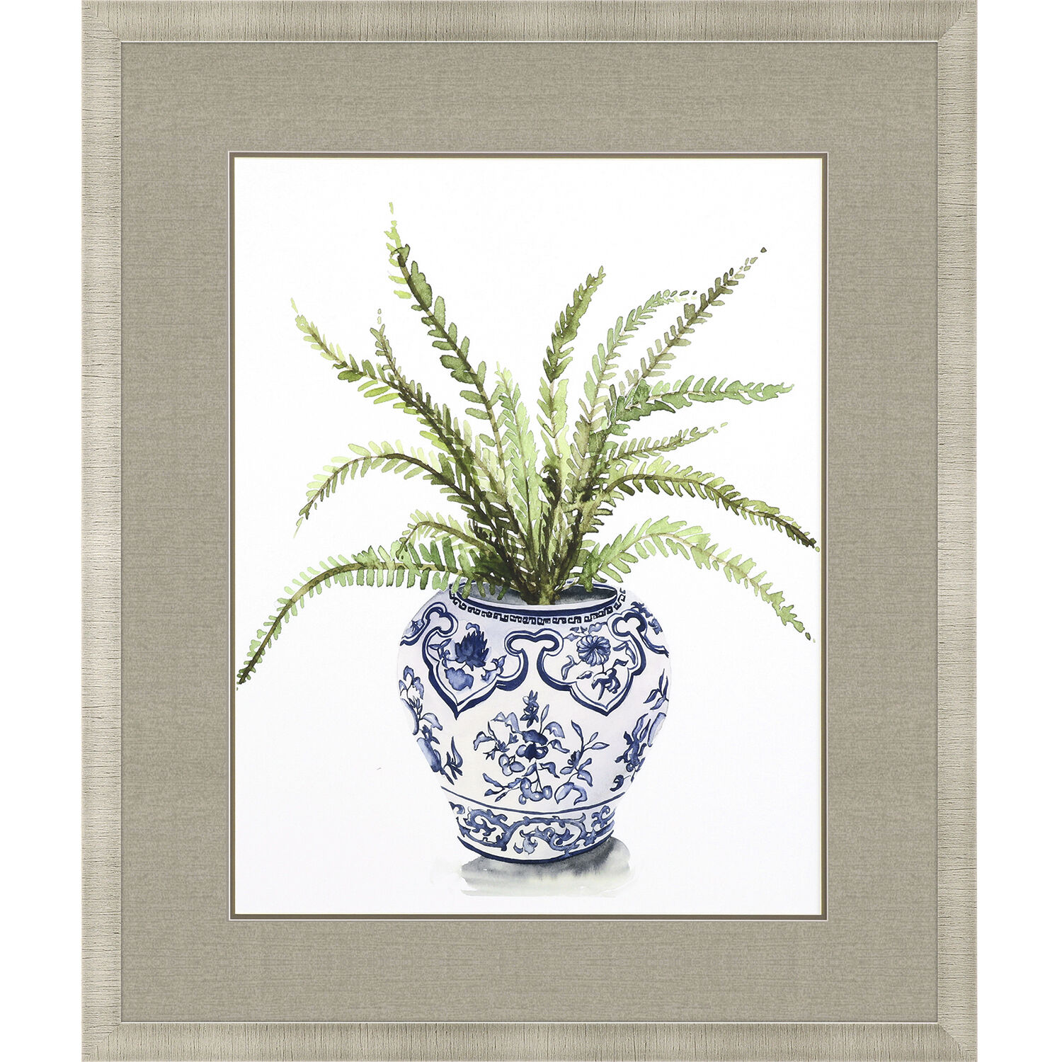 Fern House Blue and Green and White Framed Art