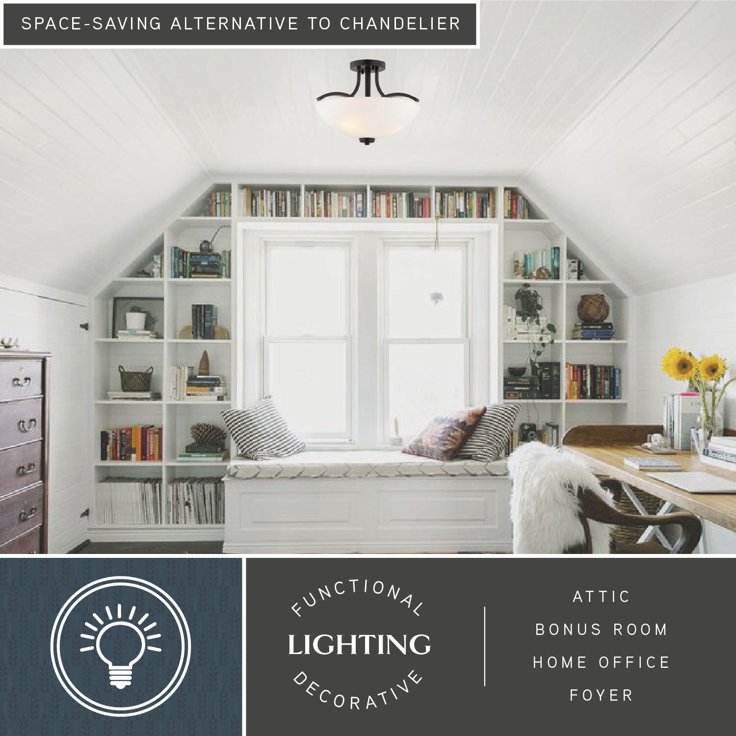 River Grove 3 Light 14.5 inch Matte Black Semi-Flush Mount Ceiling Light