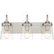 Dickens 3 Light 20.5 inch Brushed Steel Vanity/Bath Bar Wall Light