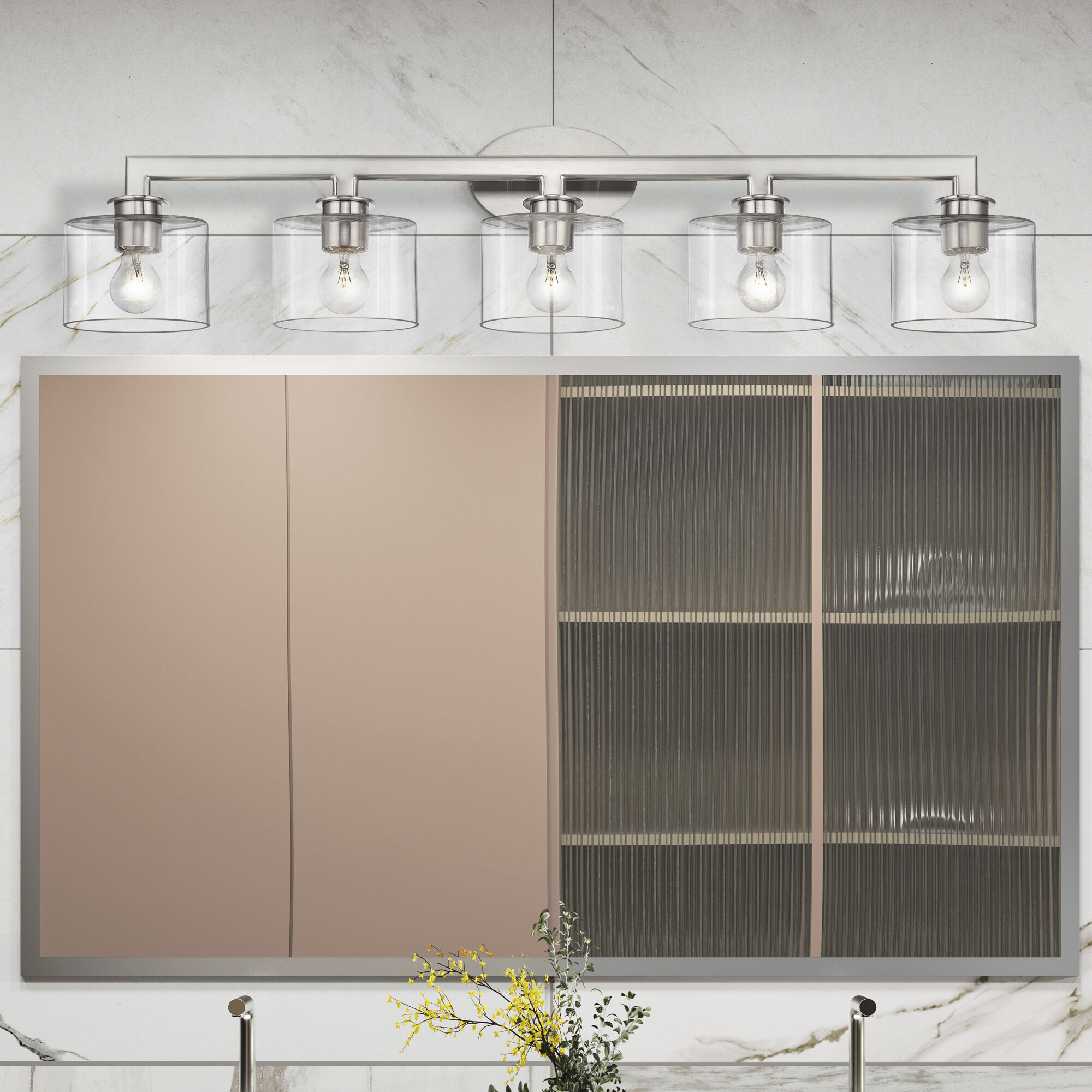 Bernardino 5 Light 44 inch Brushed Nickel Vanity Wall Sconce Wall Light