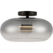 Trinity LED 14.25 inch Black Semi-Flush Mount Ceiling Light in Smoked Glass