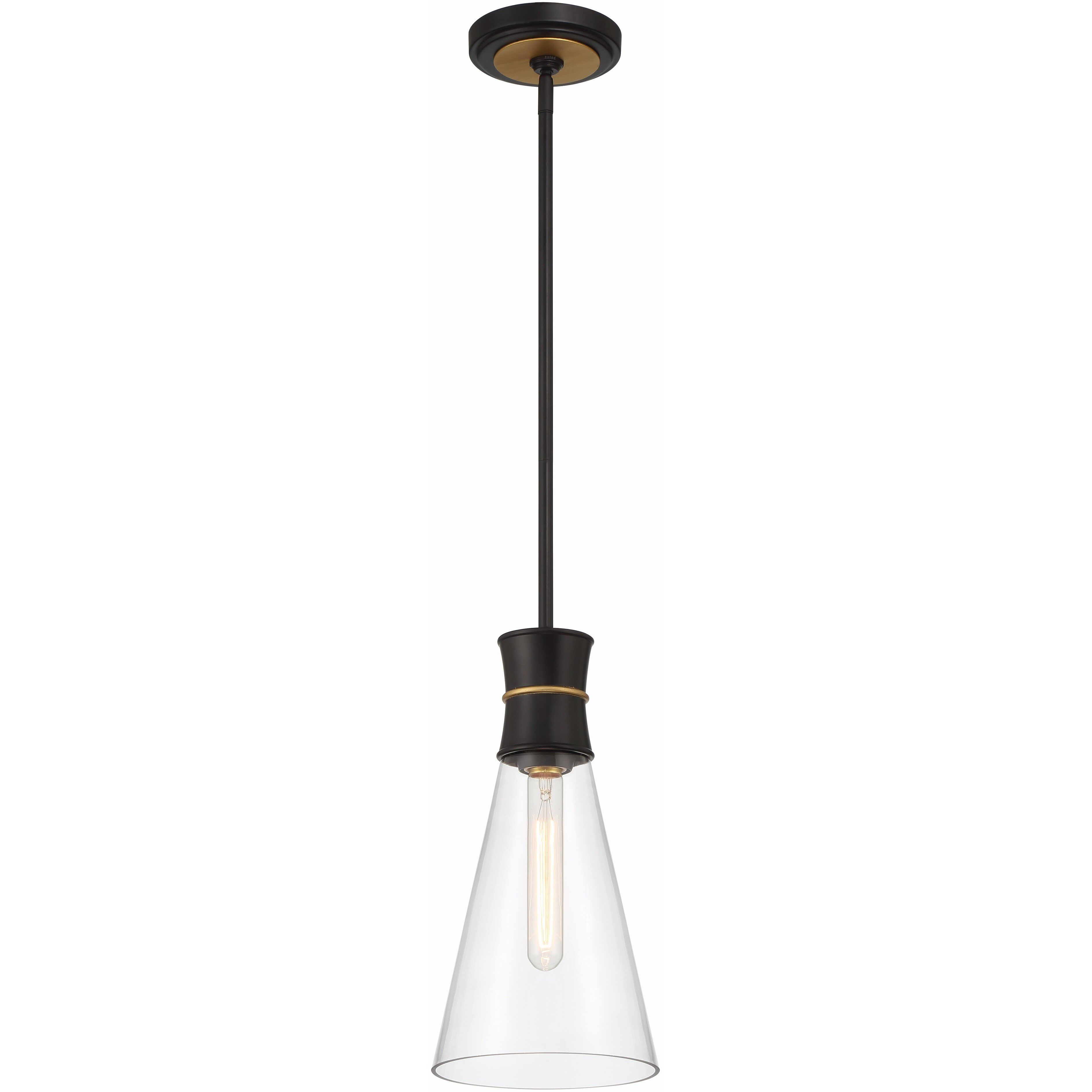 Quinn 1 Light 7 inch Matte Black and Textured Gold Mini Pendant Ceiling Light