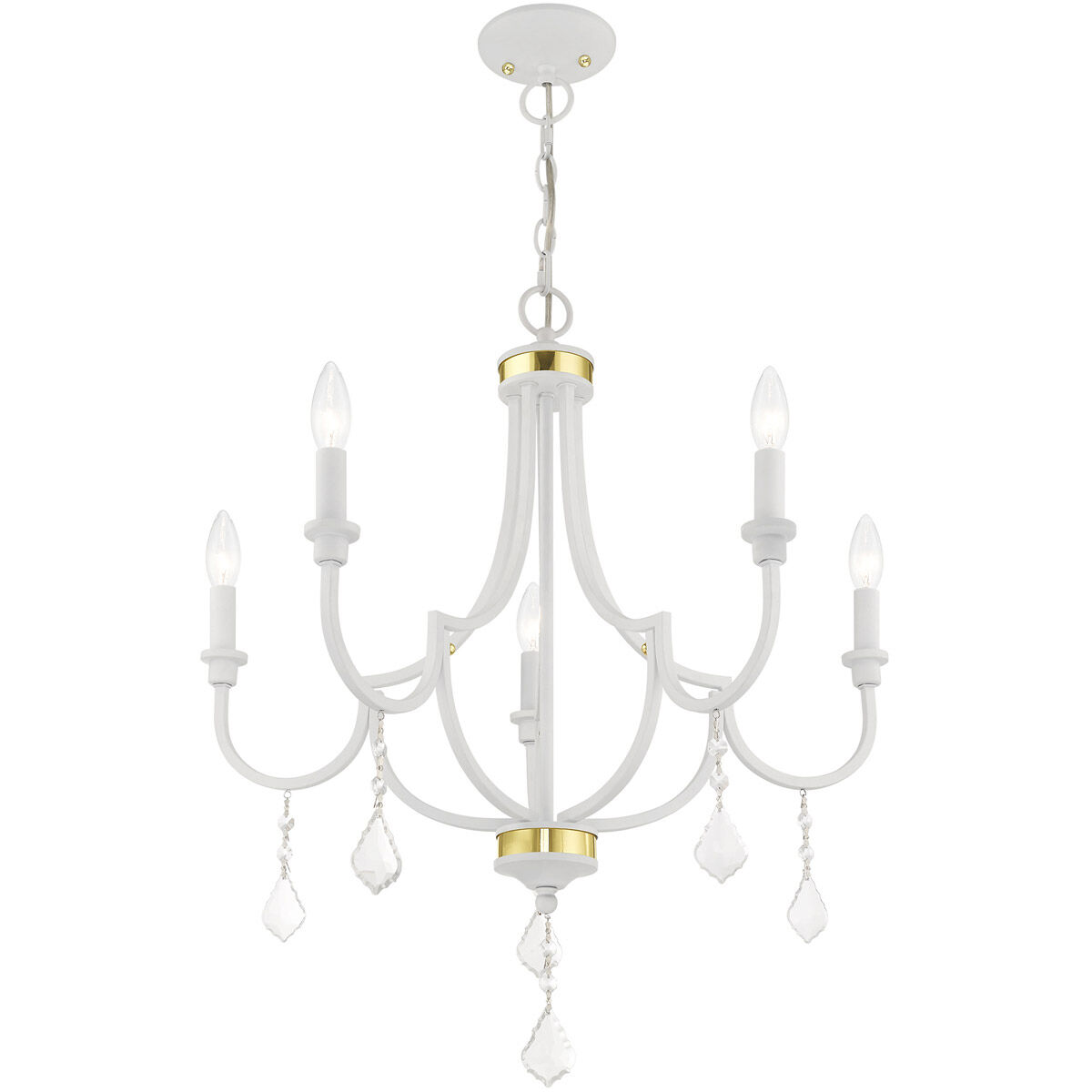 Glendale 5 Light 25 inch White Chandelier Ceiling Light