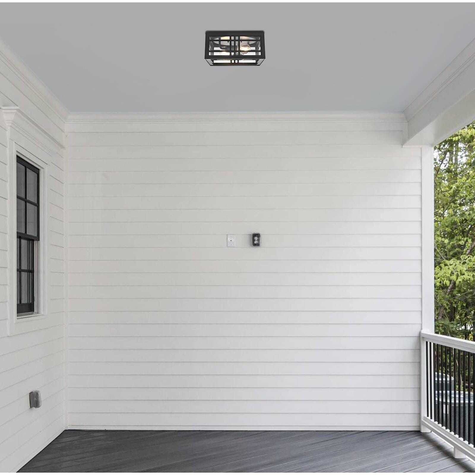 Harley 2 Light 11 inch Black Outdoor Flush Mount