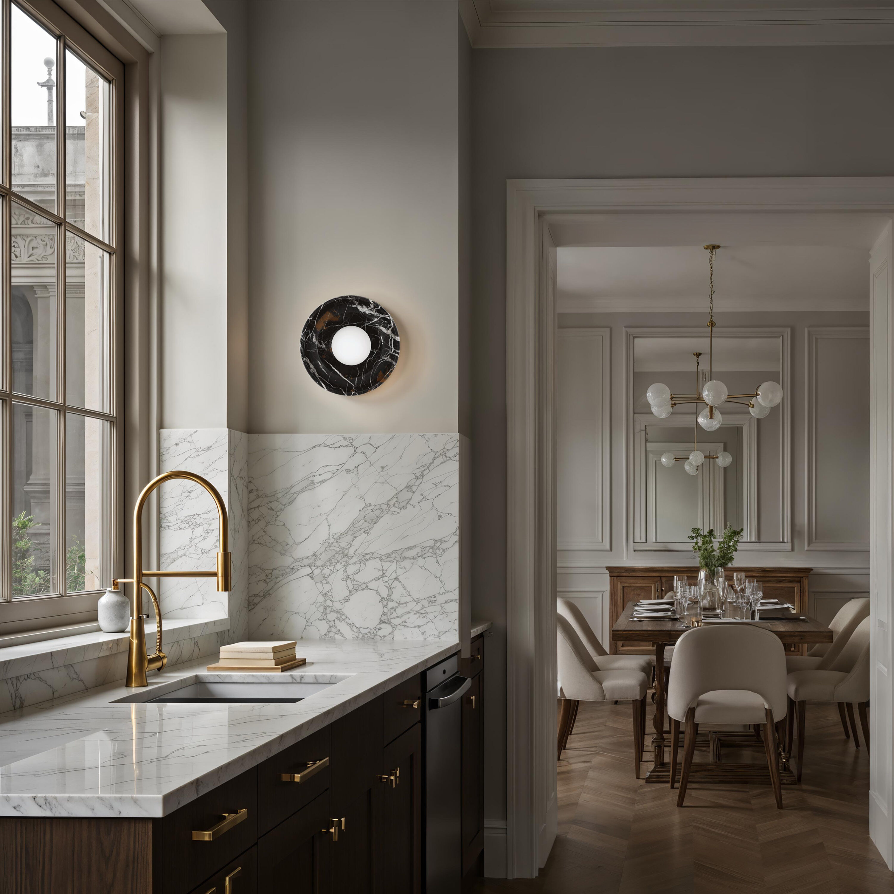 Myrtos 1 Light 10 inch Black Marble Sconce Wall Light