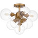 Glinda 5 Light 20 inch Brushed Weathered Brass Semi-Flush Mount Ceiling Light