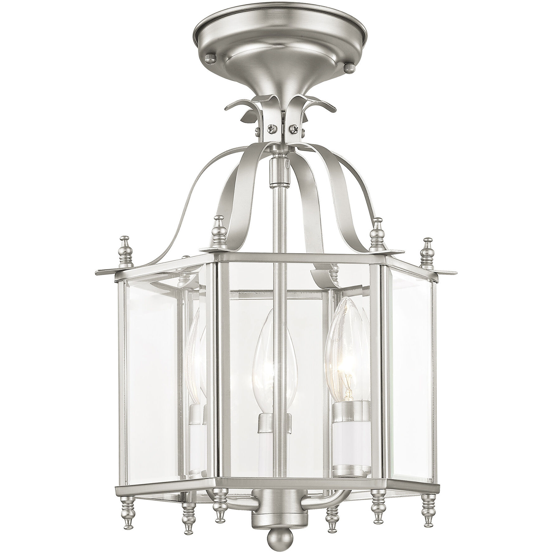 Livingston 3 Light 10 inch Brushed Nickel Convertible Mini Pendant/Ceiling Mount Ceiling Light