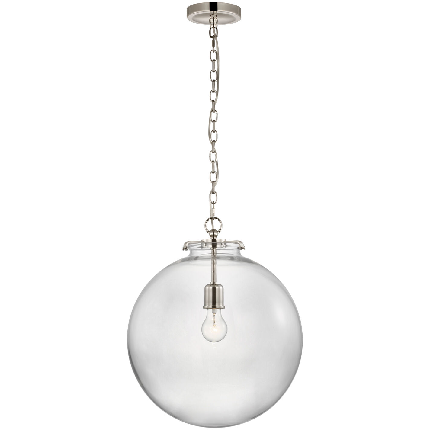 Visual Comfort Signature Collection Thomas O'Brien Katie LED 16 inch Polished Nickel Globe Pendant Ceiling Light, Large TOB5227PN/G4-CG - Open Box