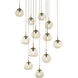Nova Incandescent 9 Light Novel Brass Chandelier Ceiling Light, Square Multi-Pendant