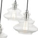 Everett 3 Light 20 inch Brushed Nickel with Chrome Finish Accents Pendant Chandelier Ceiling Light