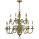 Cambridge 15 Light 37 inch Burnished Brass Indoor Chandelier Ceiling Light
