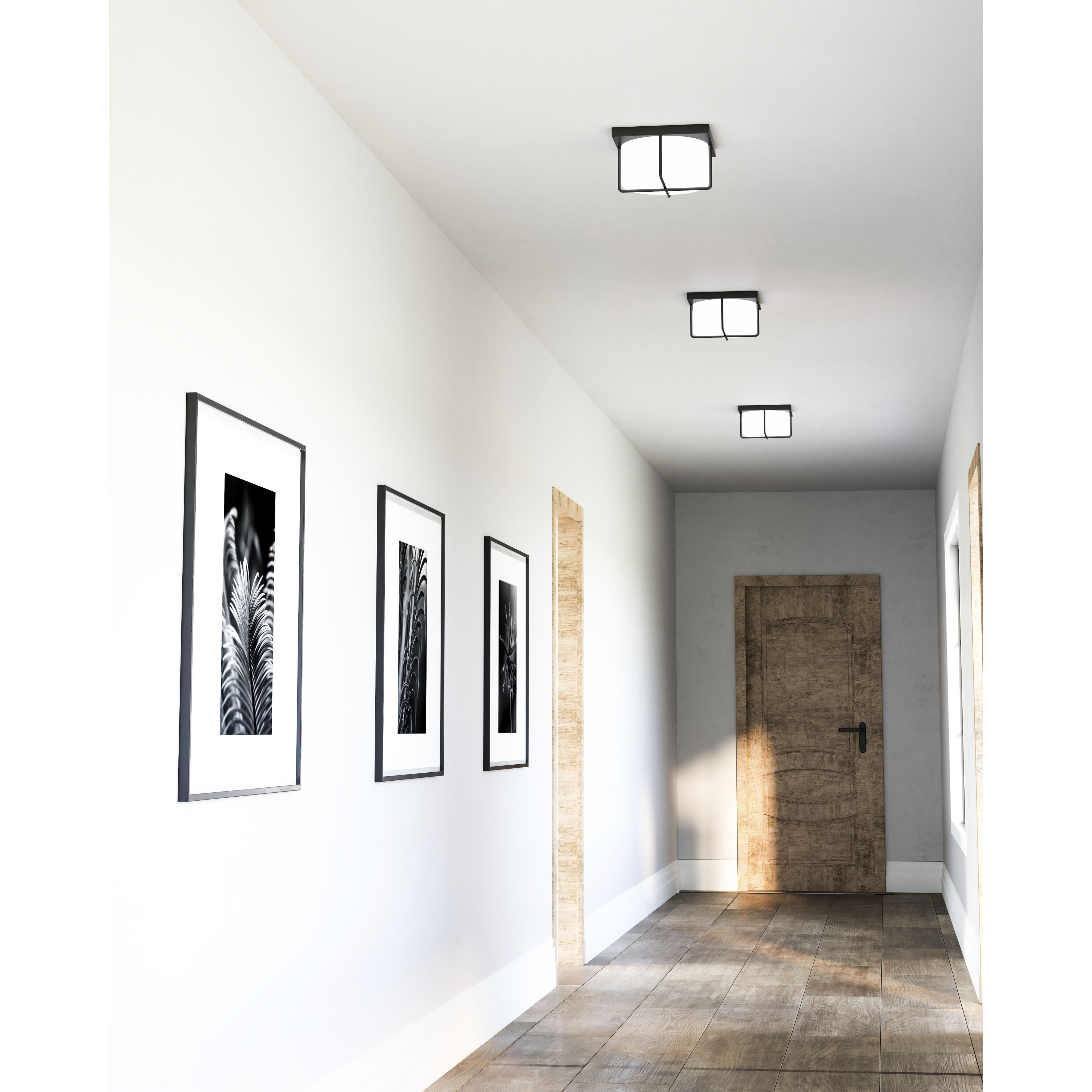 Reglao LED 10.13 inch Black/Opal Glass Flush Mount Ceiling Light