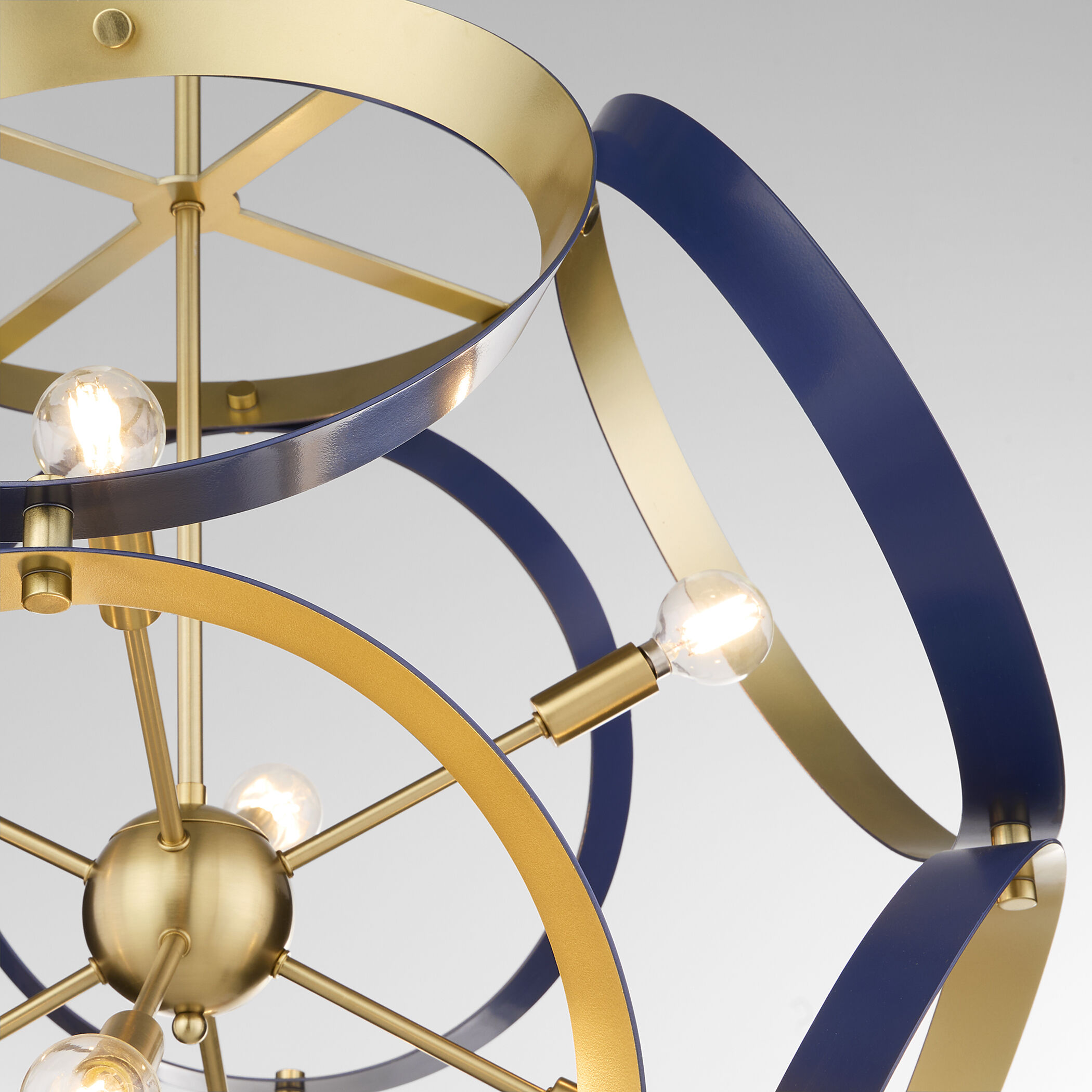 Domain 8 Light 30 inch Blue and Aged Brass Pendant Ceiling Light