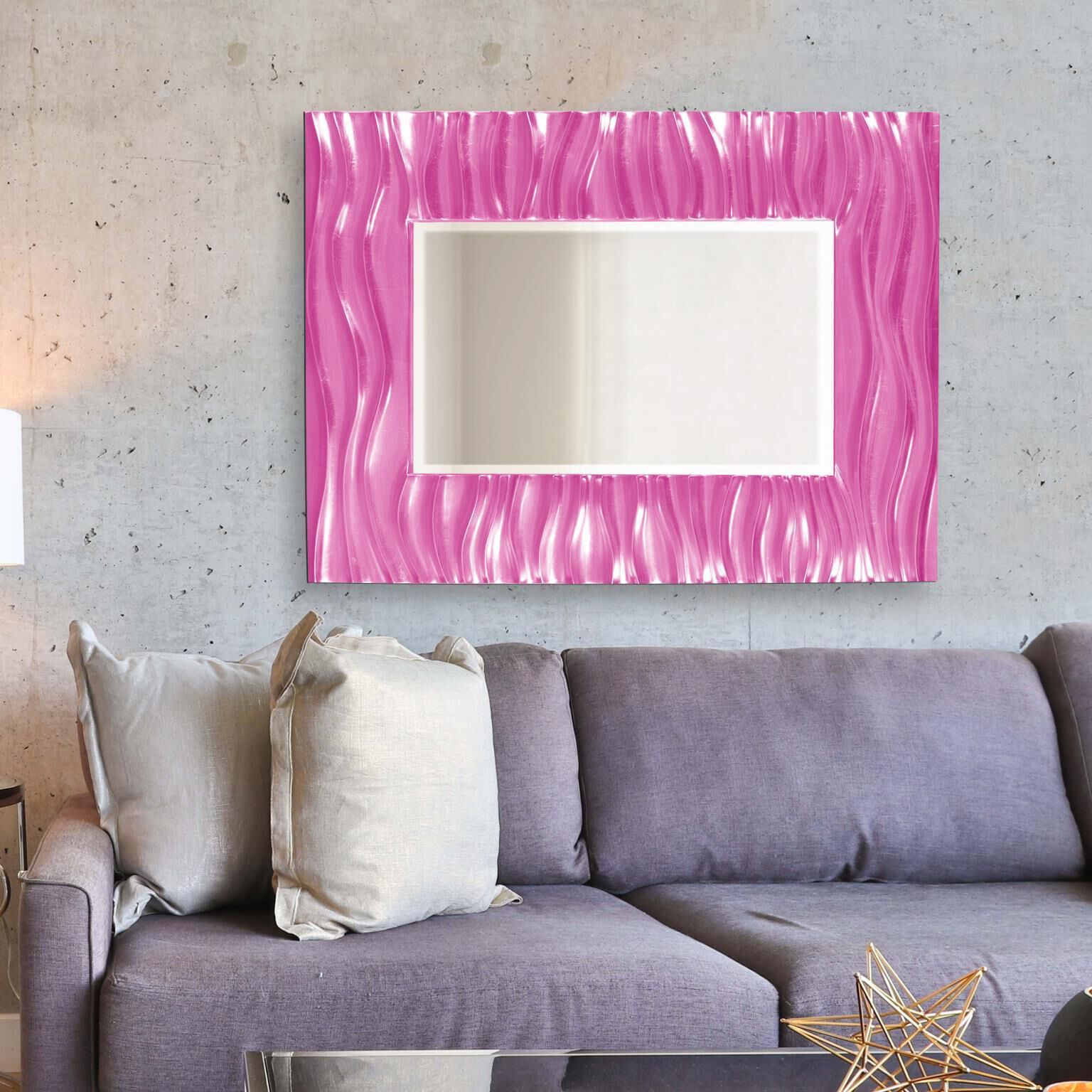 Zenith 39 X 31 inch Glossy Hot Pink Wall Mirror