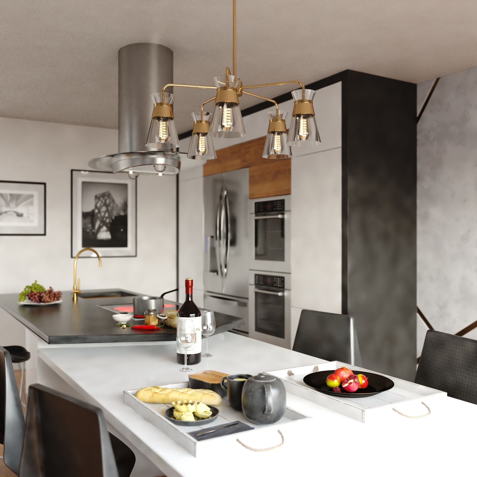 Harper 5 Light 27 inch Natural Brass Chandelier Ceiling Light