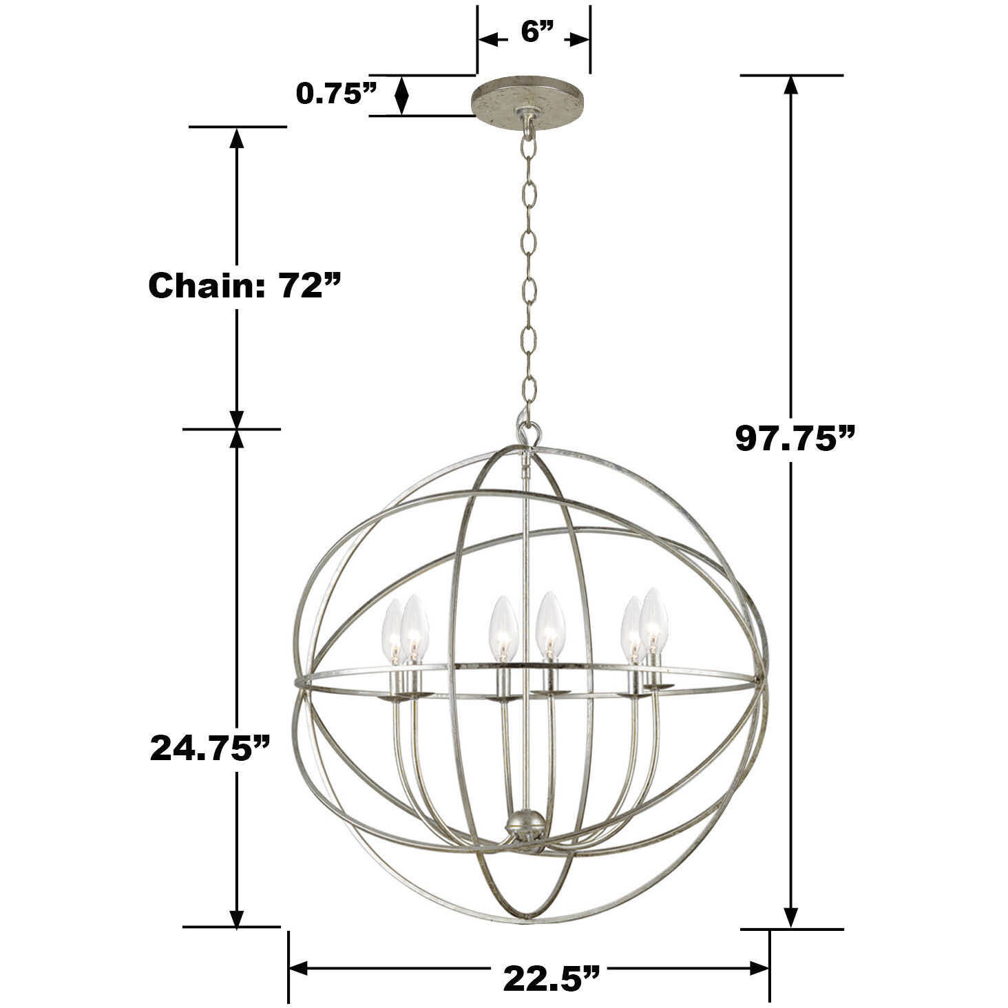 Somma Way 6 Light 22.5 inch Silver Chandelier Ceiling Light