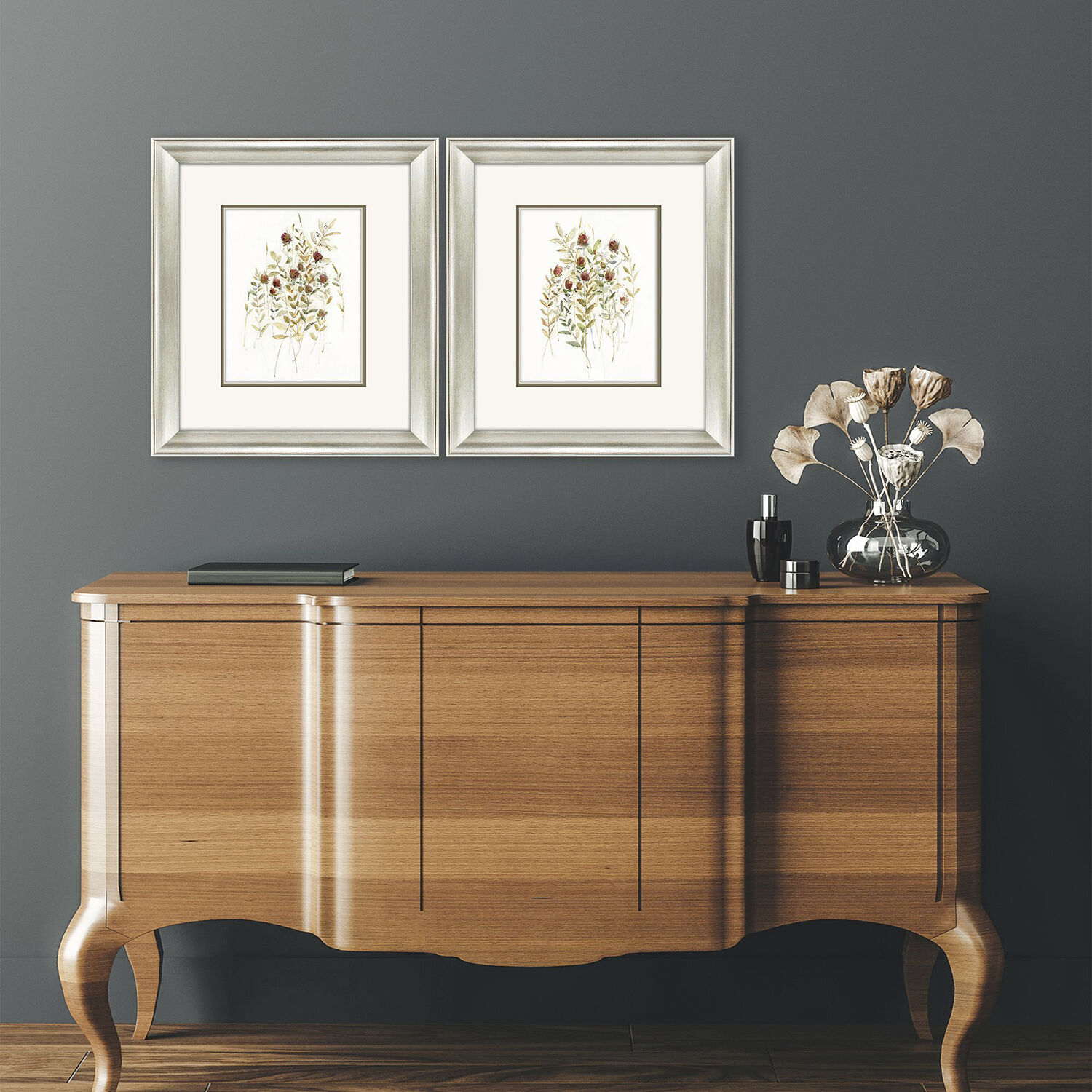 Wildflower Breeze Red and Green and Brown Framed Art, Propac