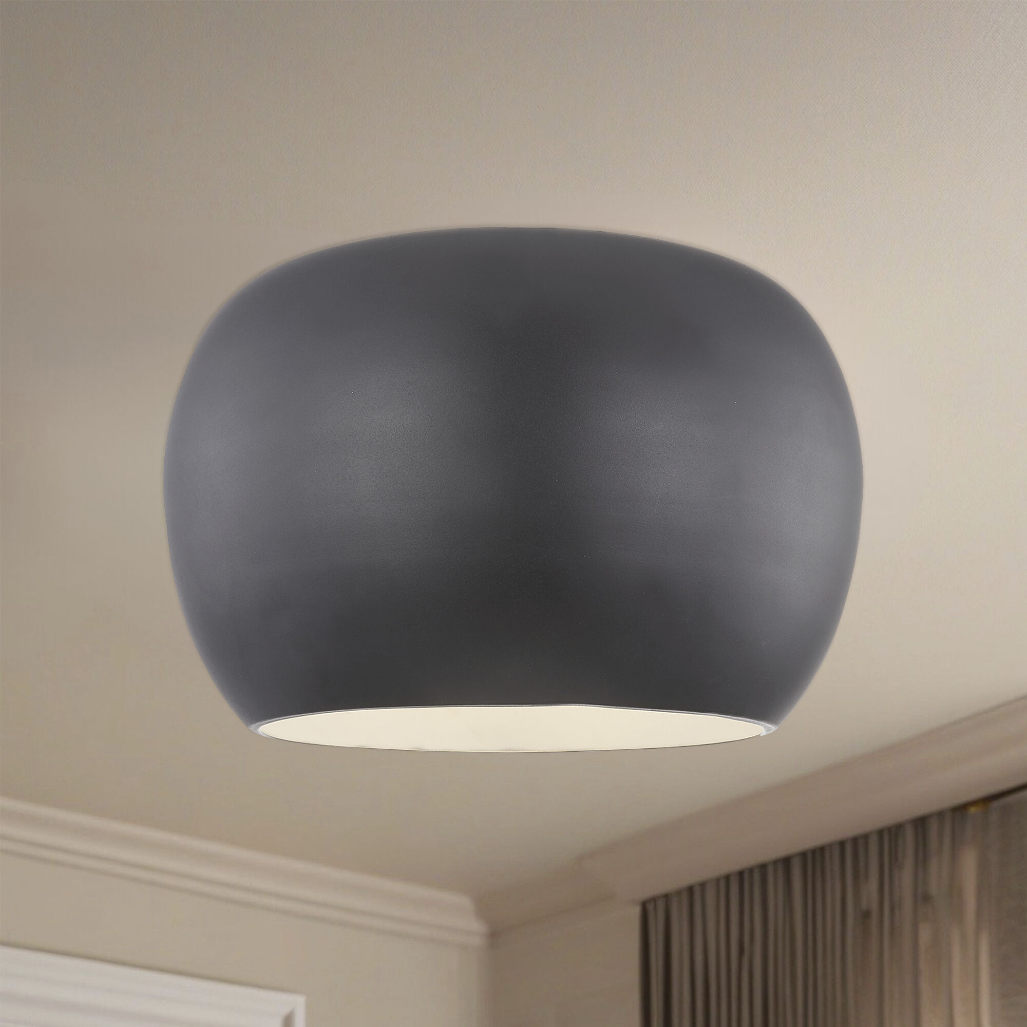 Croft LED 13.5 inch Black and White Flush Mount Ceiling Light