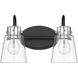 Bristow 2 Light 15 inch Matte Black and Polished Nickel Vanity Light Wall Light