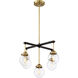 Mid-Century Modern 5 Light 22 inch Oil Rubbed Bronze with Natural Brass Chandelier Ceiling Light