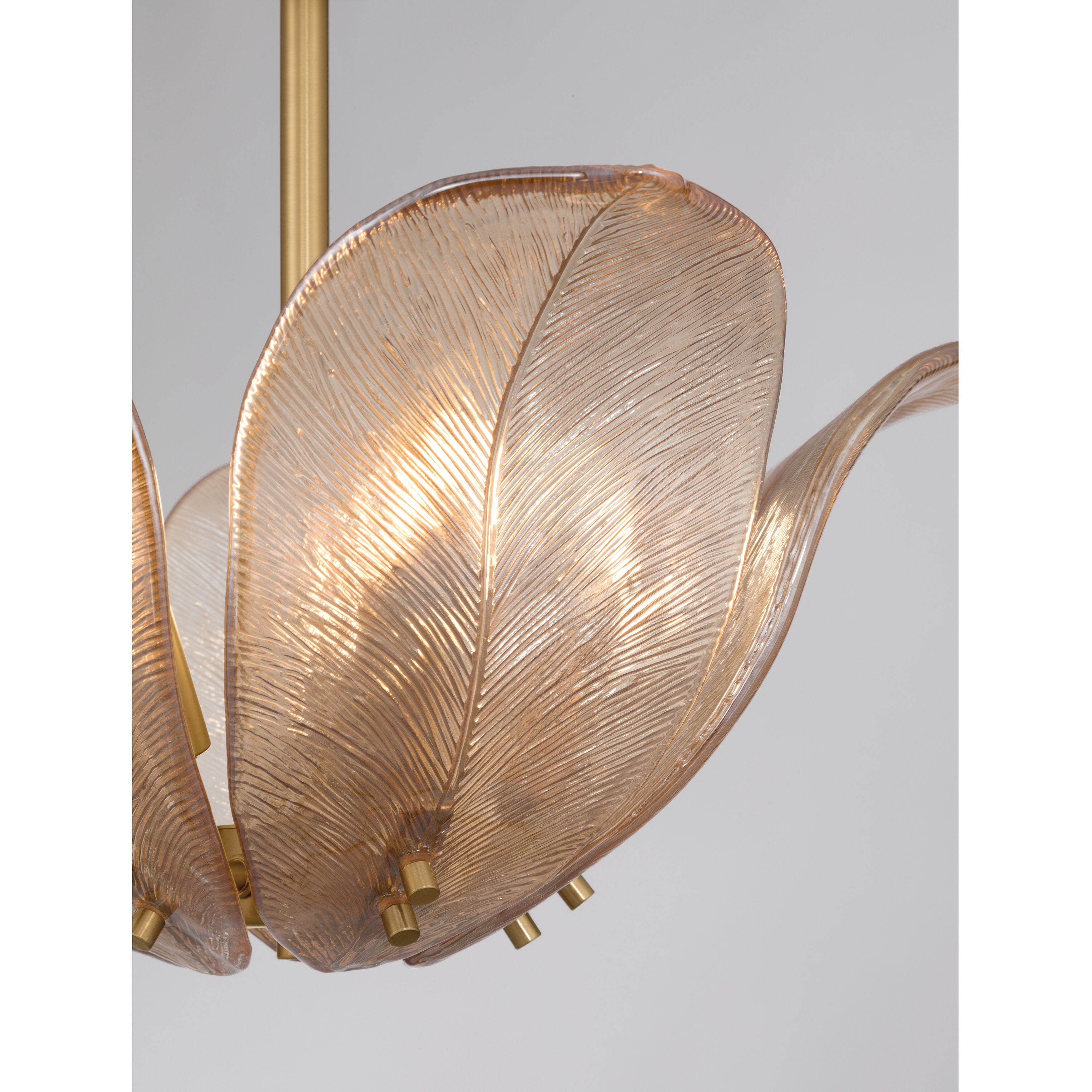 Orchid 5 Light 18 inch Legacy Brass Semi-Flush Mount Ceiling Light in Amber Handmade Glass