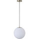 Sol 1 Light 12 inch White Pendant Light Ceiling Light, Globe