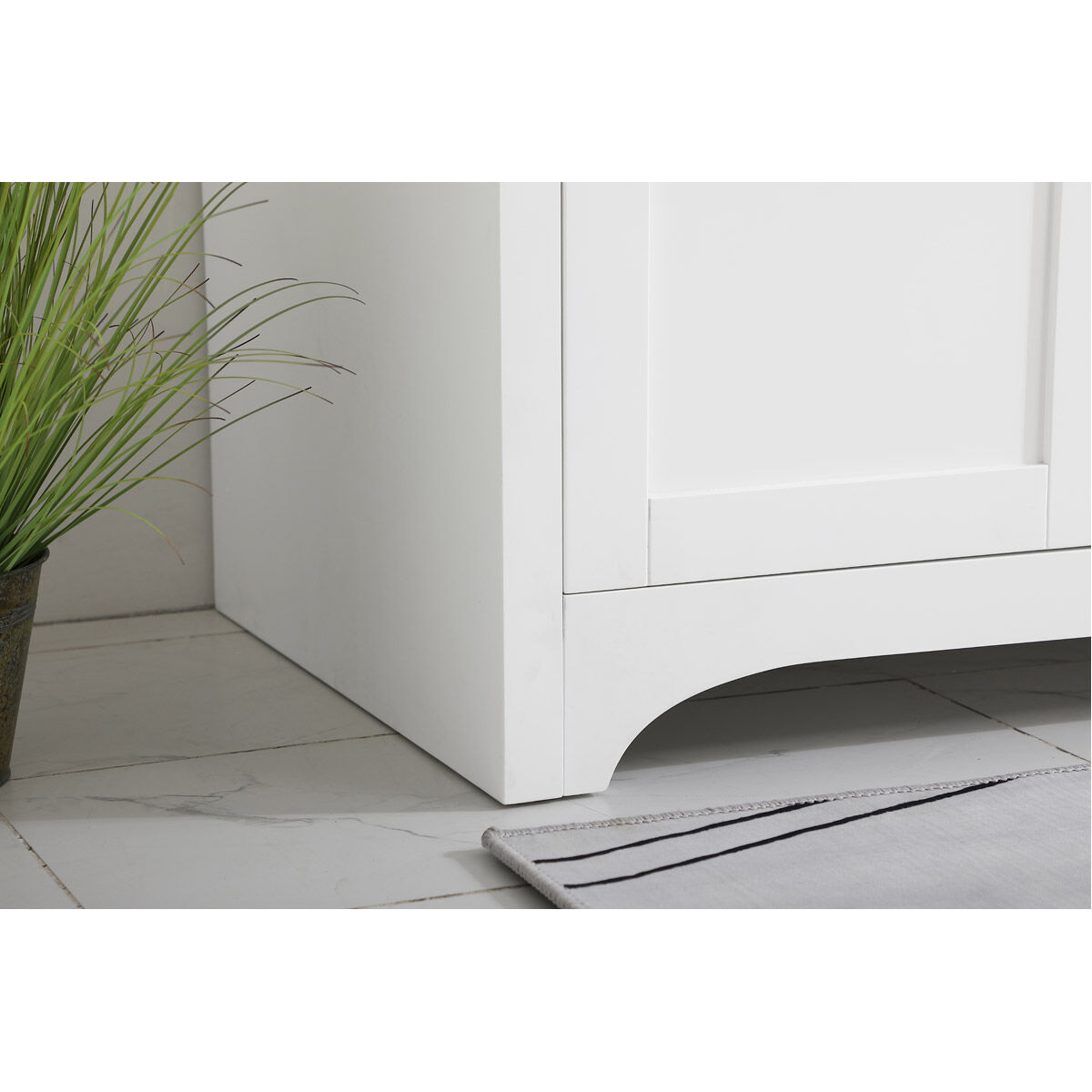 Moore 60 X 22 X 34 inch White and Brushed Nickel with Calacatta Quartz Vanity Sink Set