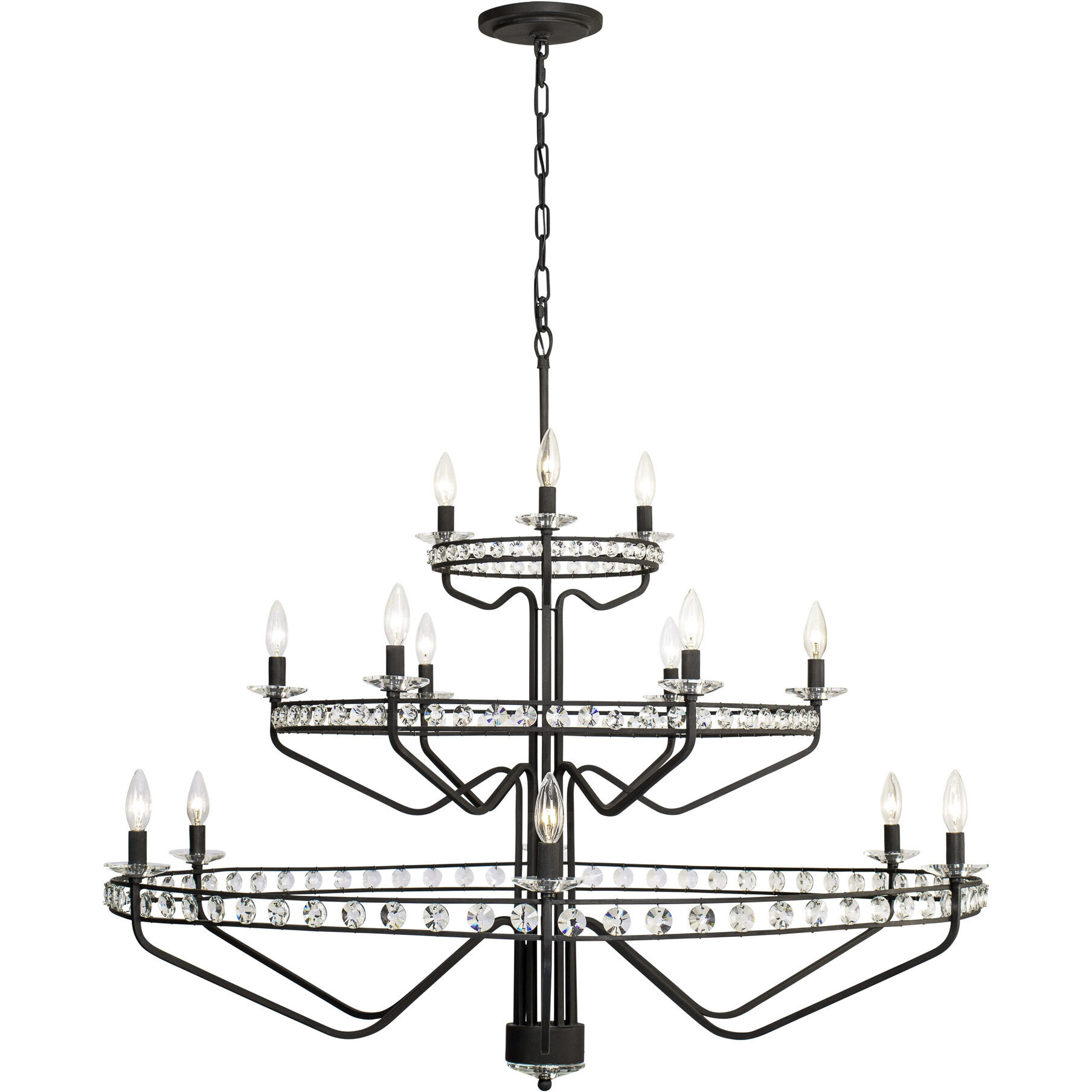 Monroe 15 Light 48 inch Carbon Black Chandelier Ceiling Light