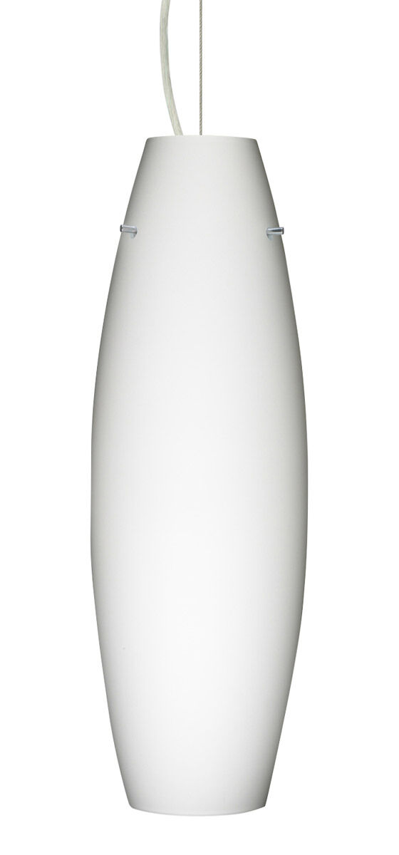 Besa Lighting Tara 1 Light Satin Nickel Pendant Ceiling Light in Opal Matte Glass, Incandescent 1KX-412707-SN - Open Box