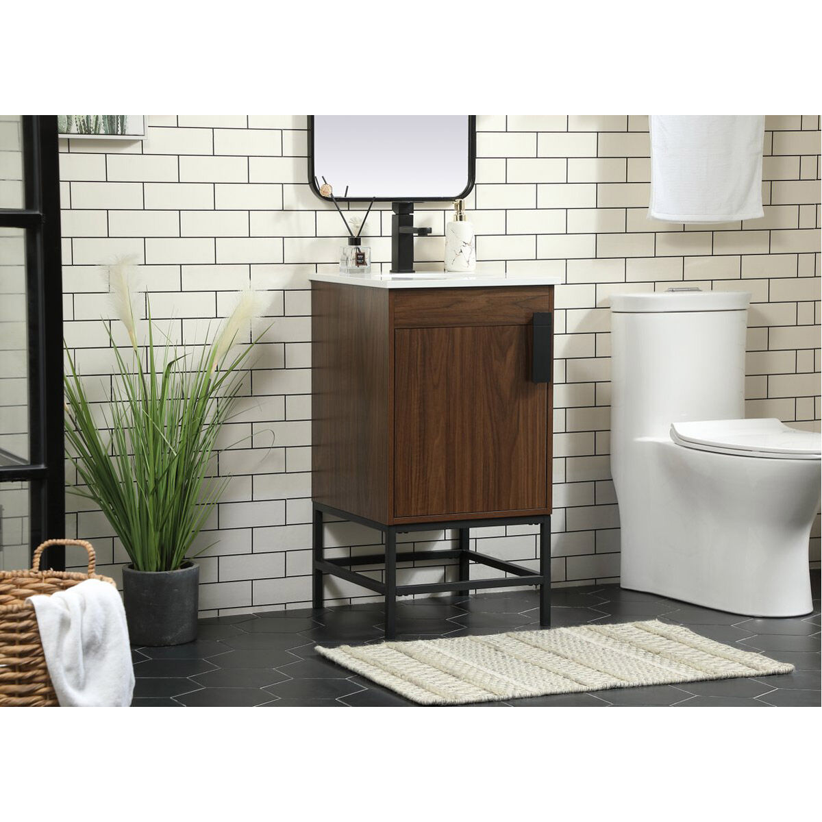 Eugene 19 X 18 X 33.5 inch Walnut Vanity Sink Set