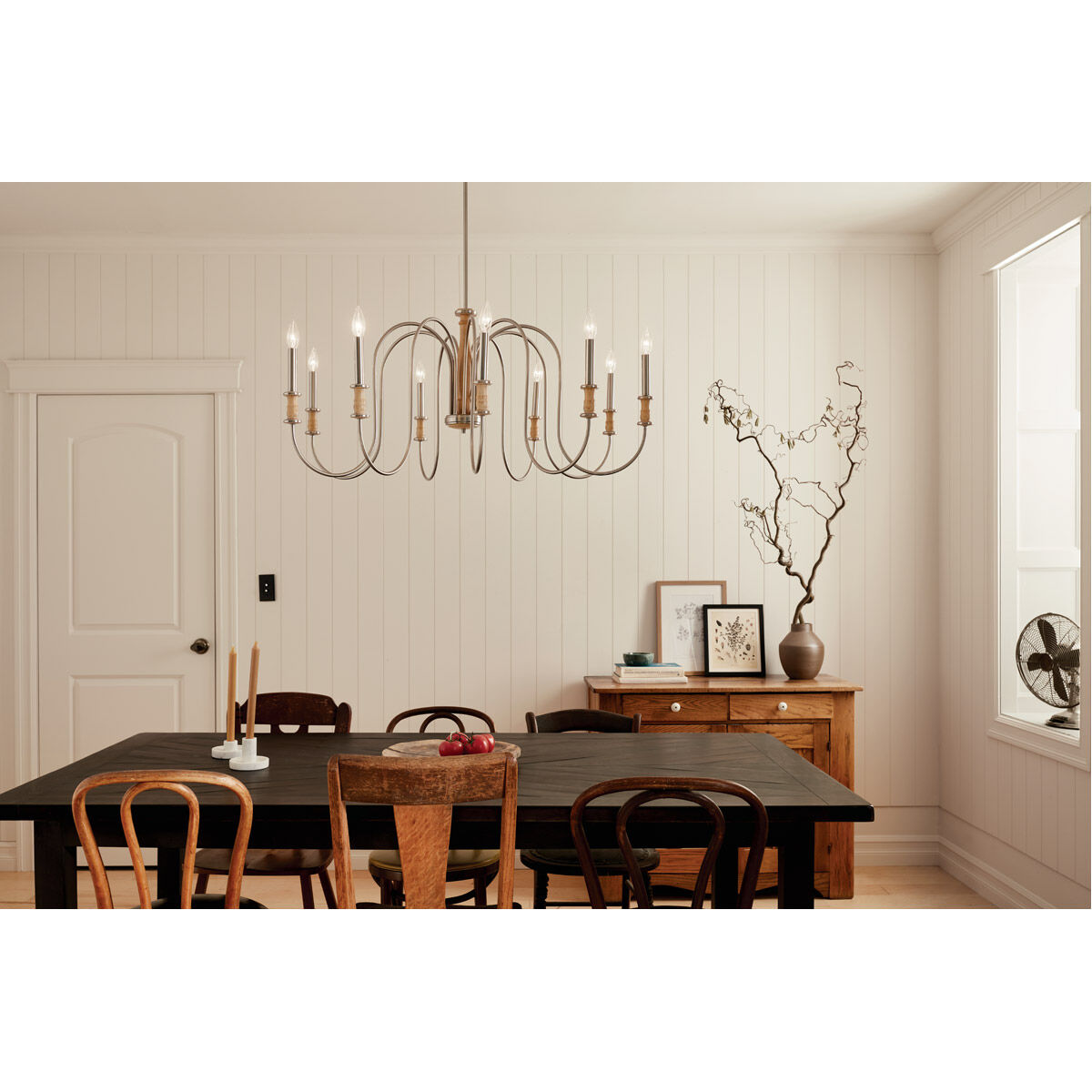 Homestead Karthe 9 Light 42 inch Brushed Nickel Chandelier Ceiling Light, Karthe