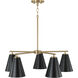 Charlie 5 Light 28 inch Matte Brass Chandelier Ceiling Light in Matte Black with White Interior