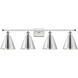 Ballston Cone 4 Light 38 inch White and Polished Chrome Bath Vanity Light Wall Light