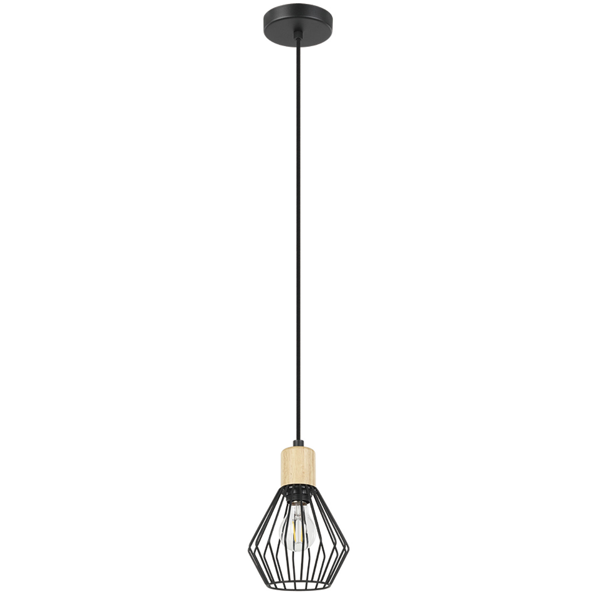Palmorla 1 Light 6.25 inch Black and Natural Wood Pendant Ceiling Light