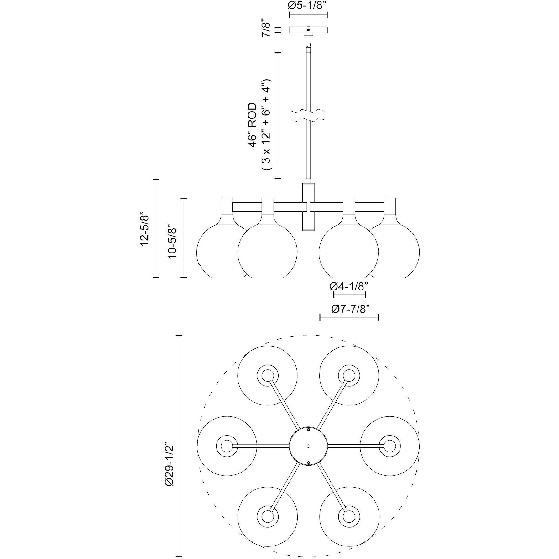 Alora Mood Castilla 6 Light 29.5 inch Matte Black/Opal Matte Glass Chandelier Ceiling Light in Matte Opal Glass