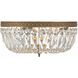 Waltham 3 Light 14 inch Olde Brass Flush Ceiling Light in Clear Hand Cut