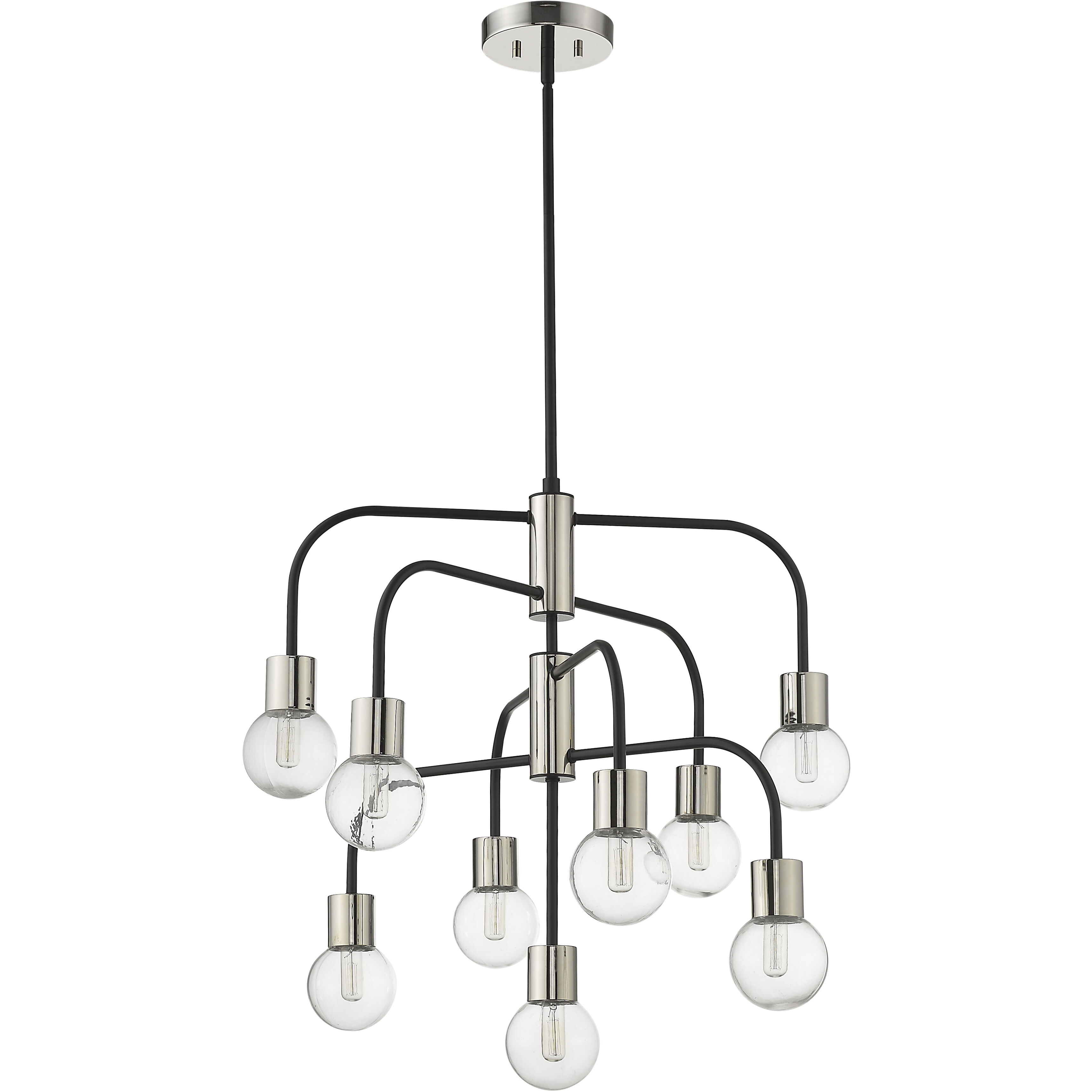 Neutra 9 Light 26.5 inch Matte Black and Polished Nickel Chandelier Ceiling Light