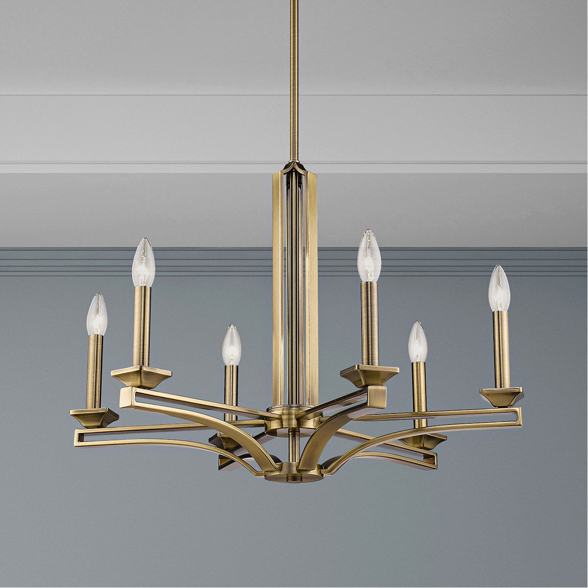 Trumbull 6 Light 26 inch Antique Brass Chandelier Ceiling Light