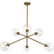 Alora Mood Cassia 6 Light 39.5 inch Aged Gold Chandelier Ceiling Light in Clear Glass