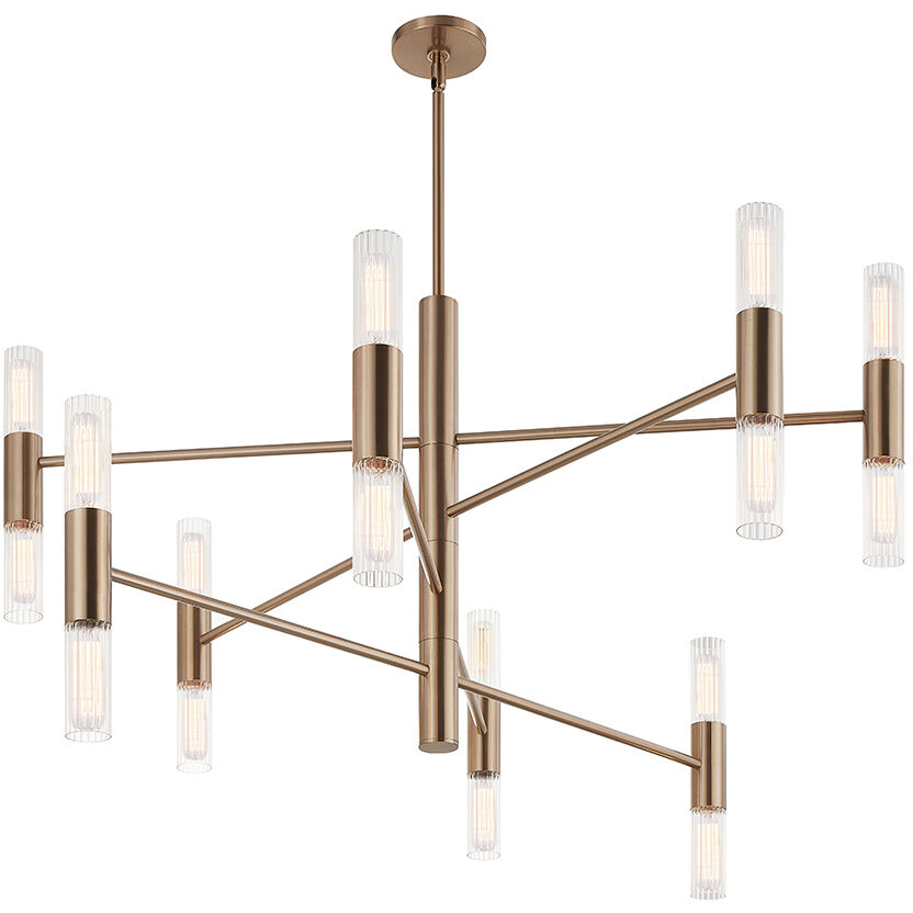 Fusion Collection - Rimini Family 16 Light 45 inch Brushed Brass Chandelier Ceiling Light in 45" D x 45" W x 26.25" H, EVOLV